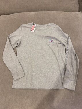 Vineyard Vines Gray Long-Sleeve Pocket Tee with Whale Graphic